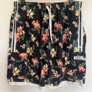 Men’s Uzzi Amphibious Gear Tropical Floral‎ Print Swim Trunks Size XL Mesh Lined